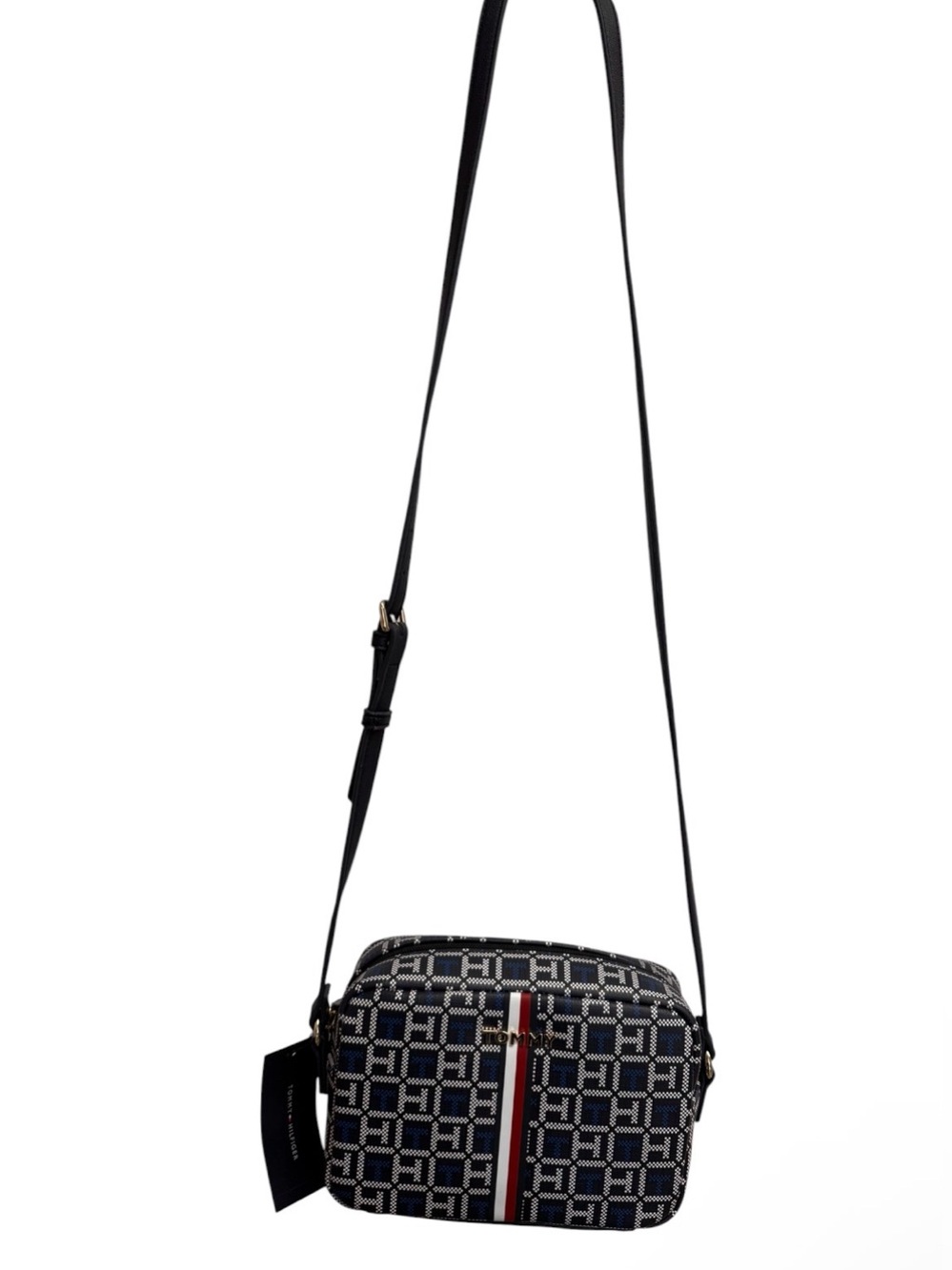 Tommy Hilfiger Navy Monogram Crossbody with Signature Stripe